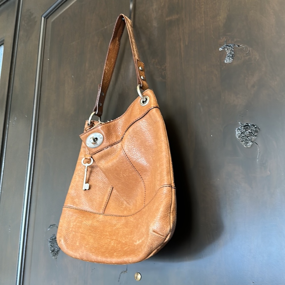 Fossil Brown Leather Bag 13” x 12” - Picture 4 of 11